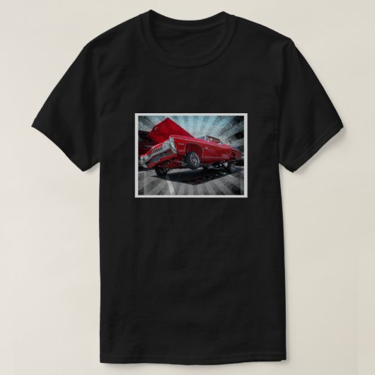 Rode Chevrolet Impala Lowrider Klassieke auto T-shirt (Design voorkant)