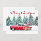 Rode Chevrolet Kerstmis Feestdagenkaart (Voorkant / Achterkant)