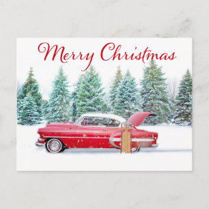 Rode Chevrolet Kerstmis Feestdagenkaart
