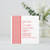 Rode Chevron Border Wedding Invite Kaart (Staand voorkant)