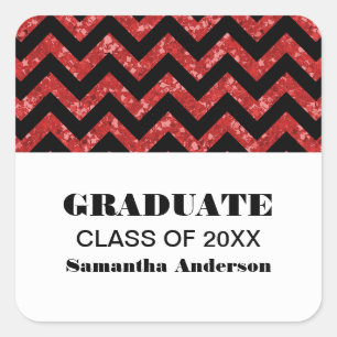 Rode Chevron Glitter Afstuderen Stickers