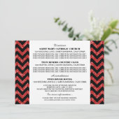 Rode Chevron Glitter Informatiekaart Kaart (Staand voorkant)