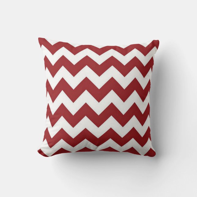 Rode Chevron Katoenen Worp Kussen 40 cm x 40 cm (Voorkant)
