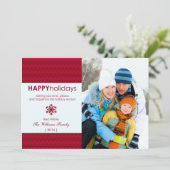 Rode Chevron Sneeuwvlok Kerstkaart (Staand voorkant)