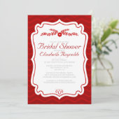 Rode Chevron Stripes Bridal Shower Invitations Kaart (Staand voorkant)