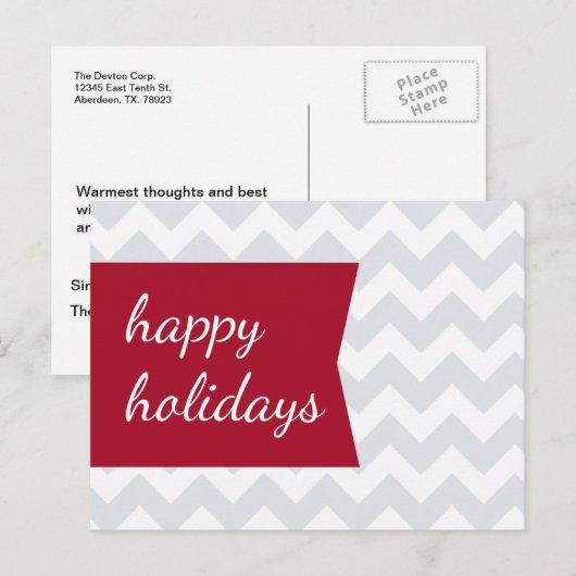 Rode Chevron Vakantie Briefkaarten (Voorkant / Achterkant)