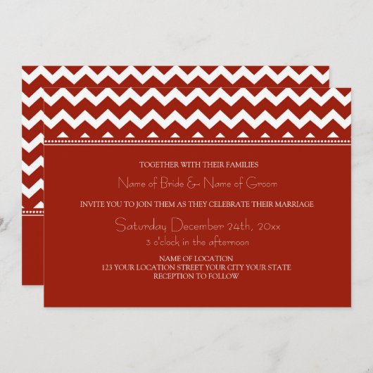Rode Chevron Winter Weddenschap Kaarten (Voorkant / Achterkant)