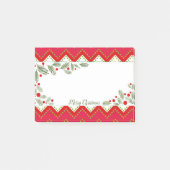 Rode Chevron Wintergroen Kerstnotitie Post-it® Notes (Voorkant)