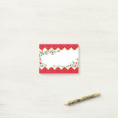 Rode Chevron Wintergroen Kerstnotitie Post-it® Notes (Op bureau)