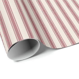 Rode chevrons tikkende strepen op zandkleurig cadeaupapier