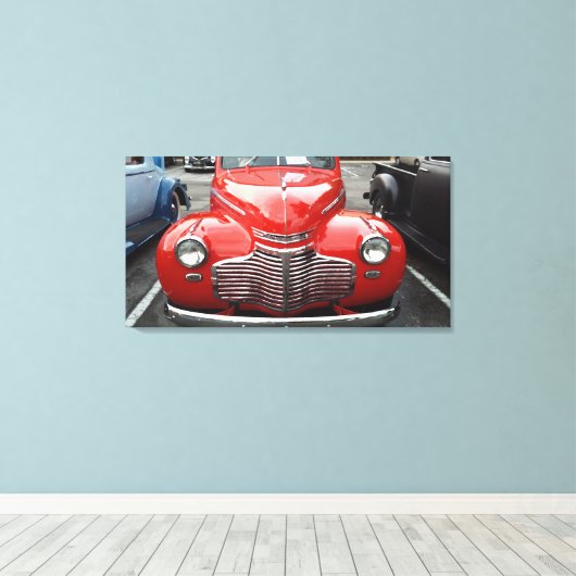 Rode Chevy Coupe Canvas Afdruk (Insitu (Houten vloer))