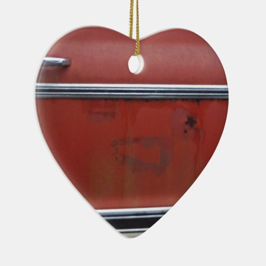 Rode Chevy Silver Trim Keramisch Ornament (Rechts)