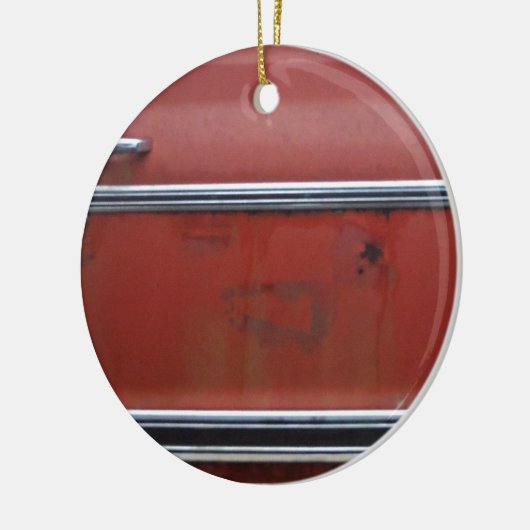 Rode Chevy Silver Trim Keramisch Ornament (Links)