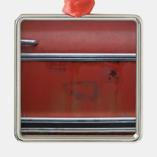 Rode Chevy Silver Trim Metalen Ornament