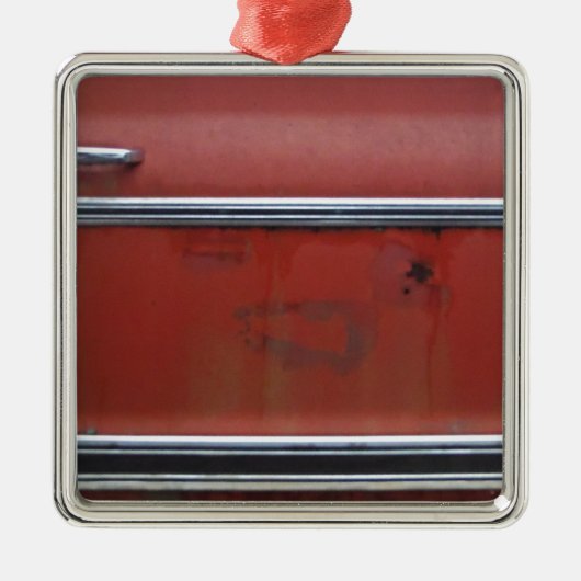 Rode Chevy Silver Trim Metalen Ornament (Voorkant)