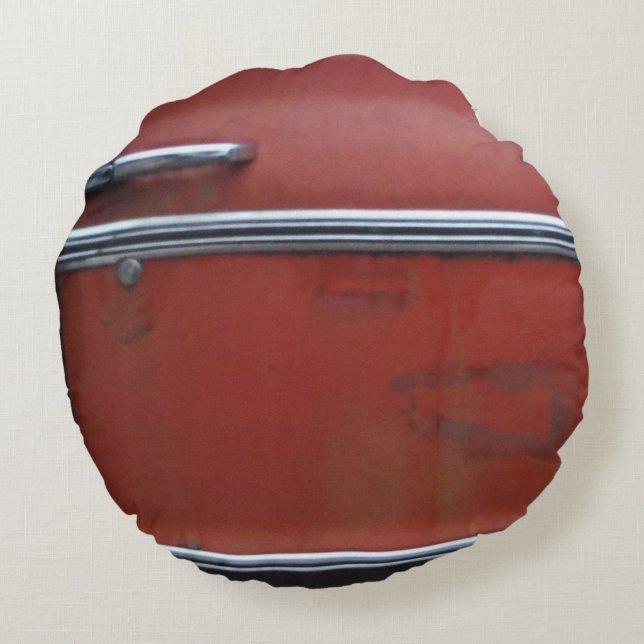 Rode Chevy Silver Trim Rond Kussen (Achterkant)