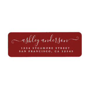 Rode Chic Script Naam Retouradres Etiket