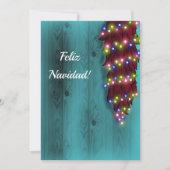 Rode Chile ristra op blauwe deur Kerstlichtjes Kaart (Voorkant)