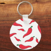 Rode chili, cayennepeper patroon. Spaanse pepers Sleutelhanger (Voorkant)