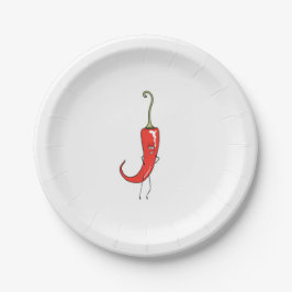 Rode chili grappig papieren bordje