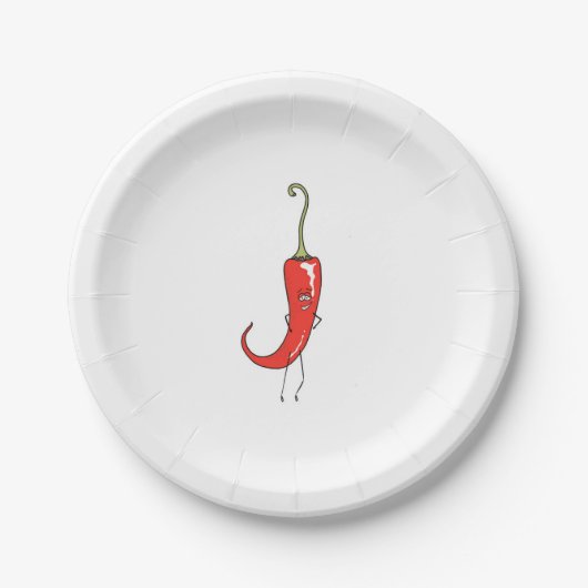 Rode chili grappig papieren bordje (Voorkant)