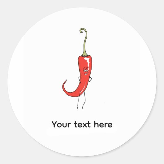 Rode chili grappig ronde sticker (Voorkant)
