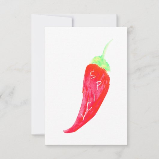 Rode Chili Handgeschilderde Waterverf Paprika's Kaart (Voorkant)