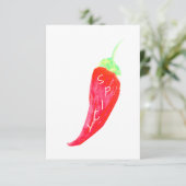 Rode Chili Handgeschilderde Waterverf Paprika's Kaart (Staand voorkant)