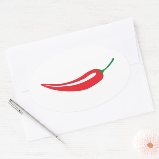 Rode chili peper ovale sticker (Envelop)