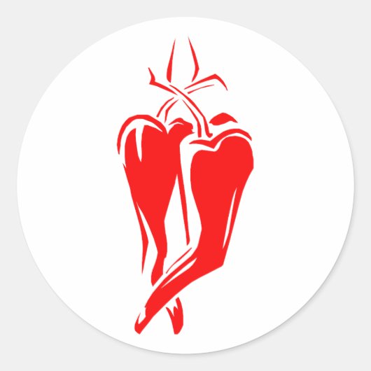 rode chili peper twee dansen abstract ronde sticker (Voorkant)