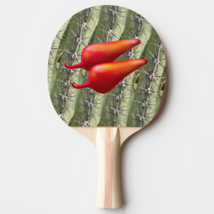 Rode Chili Pepers cactus pingpongbat Tafeltennisbatje