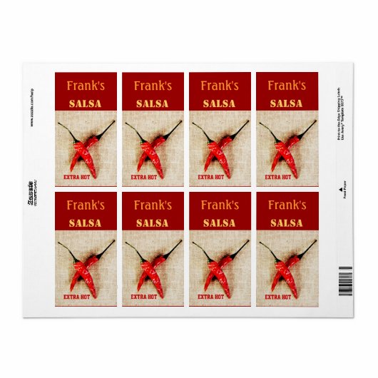 rode chili pepers salsa blikken label (Full Sheet)