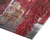 Rode Chili Pepper Ristra op glazen snijplaat Snijplank (Hoek)