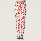Rode Chili Peppers op Wit Leggings (Voorkant)