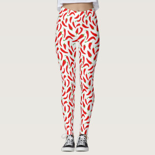 Rode Chili Peppers op Wit Leggings