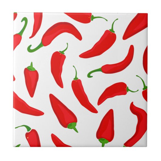 Rode Chili Peppers op Wit Tegeltje (Voorkant)