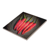 Rode Chili Peppers Tile/Trivet Tegeltje (Zijkant)