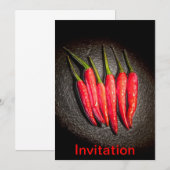 Rode Chili Peppers-uitnodiging Kaart (Voorkant / Achterkant)