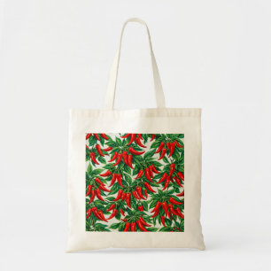 Rode Chilipeper Botanisch Patroon Boodschappen Tote Bag