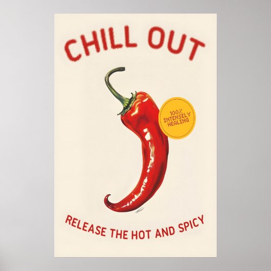Rode Chilipeper 'Chill Out' Poster Spicy Keuken (Voorkant)
