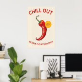 Rode Chilipeper 'Chill Out' Poster Spicy Keuken (Thuiskantoor)