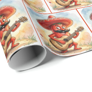 Rode Chilipeper Gitarist Cadeaupapier