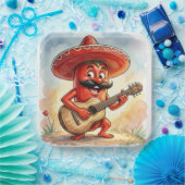 Rode Chilipeper Gitarist Papieren Bordje (Feest)