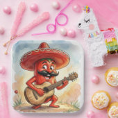 Rode Chilipeper Gitarist Papieren Bordje (Feest)