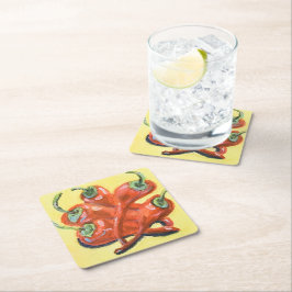 Rode Chilipepers Kartonnen Onderzetters