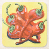 Rode Chilipepers Kartonnen Onderzetters (Voorkant)