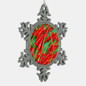 Rode chilipepers kerstversiering tin sneeuwvlok ornament (Links)