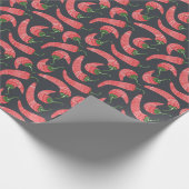 Rode chilipepers: naadloos motief cadeaupapier (Hoek)