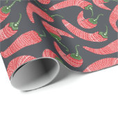 Rode chilipepers: naadloos motief cadeaupapier (Rol Hoek)