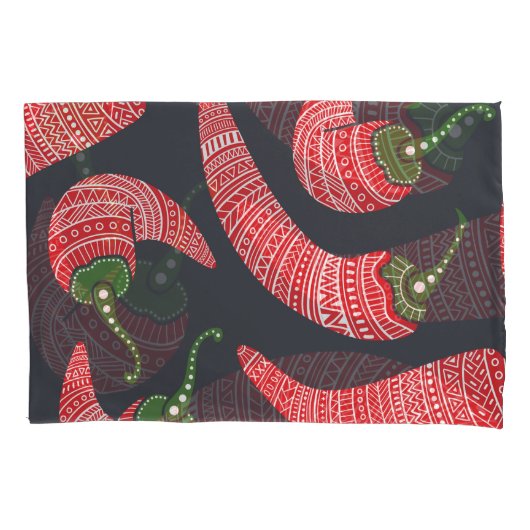 Rode chilipepers: naadloos  motief kussensloop (Voorkant)